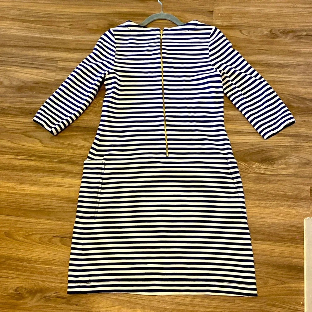 Kate Spade‎ - White & Navy Striped Quarter Sleeve 